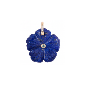 Lapis Lapis Flower Swiss Blue Topaz Diamond Charm 14K - Adina Eden's Jewels