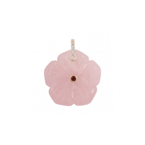 Rose Quartz Diamond Rose Quartz Flower Magenta Charm 14K - Adina Eden's Jewels