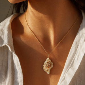 Natural Conch Shell Colored Stone Charm
