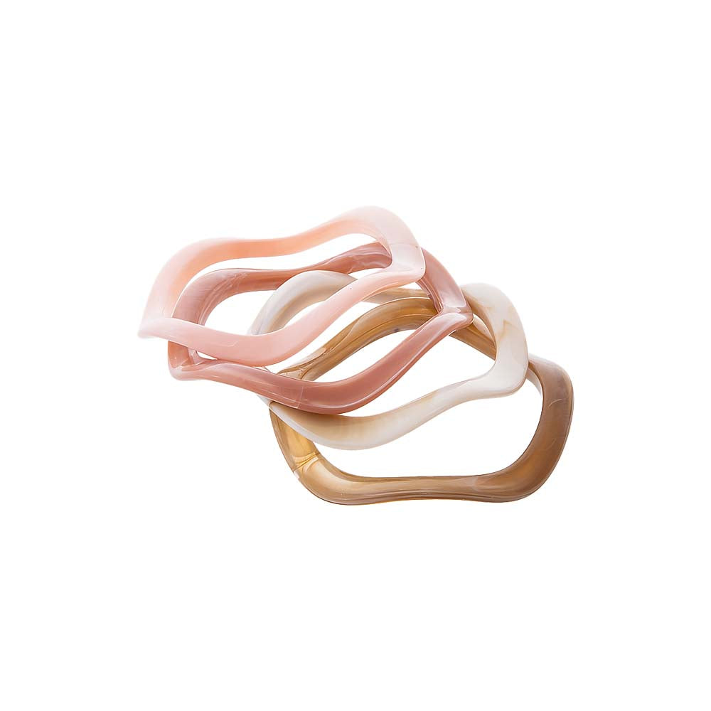 Multi-Color Colored Wavy Resin Bangle Stack Set - Adina Eden's Jewels
