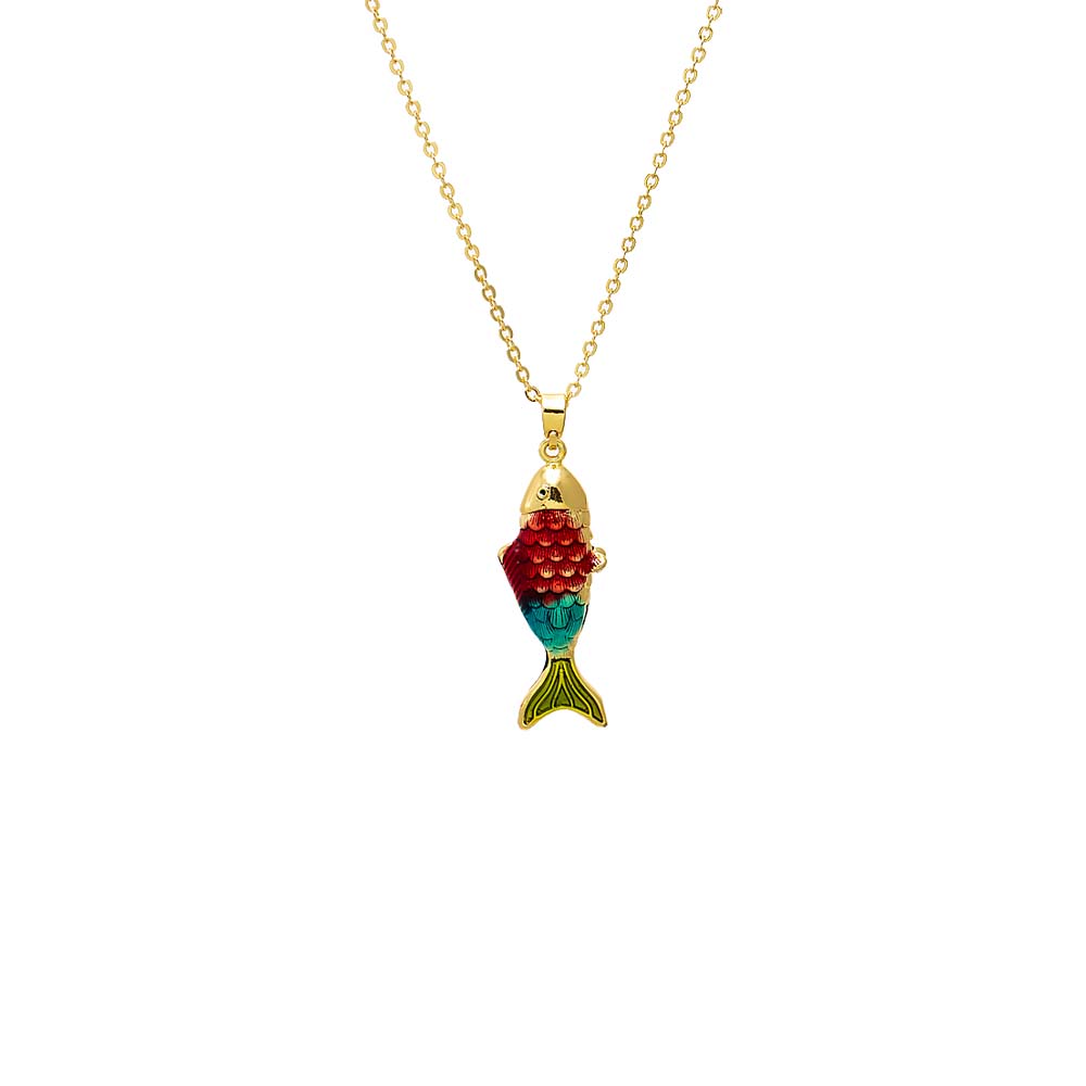 Multi-Color Multi Color Scales Fish Pendant Necklace - Adina Eden's Jewels