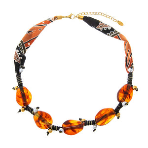 Cognac Bandana Statement Necklace - Adina Eden's Jewels