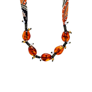Orange Cognac Bandana Statement Necklace - Adina Eden's Jewels