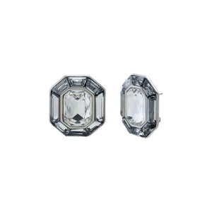 Silver Fancy Grey Octagon Stud Earring - Adina Eden's Jewels