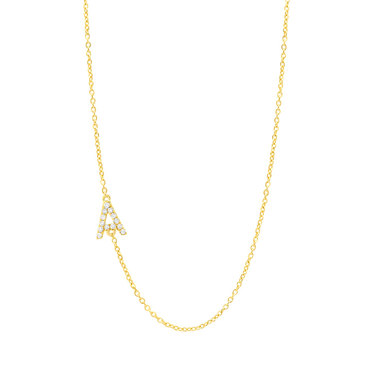  Diamond Pave Sideway Initial Necklace 14K - Adina Eden's Jewels