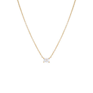 14K Gold / 0.25 CT Lab Grown Diamond Emerald Solitaire Necklace 14K - Adina Eden's Jewels