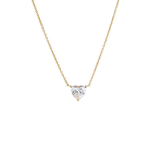 14K Gold / 1.5 CT Lab Grown Diamond Heart Solitaire Necklace 14K - Adina Eden's Jewels
