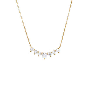 14K Gold Lab Grown Diamond Large Curved Bar Necklace 14K - Adina Eden's Jewels