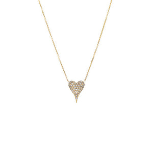 14K Gold Diamond Pave Elongated Heart Pendant Necklace 14K - Adina Eden's Jewels