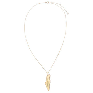  Diamond Pave Am Israel Chai Map Of Israel Necklace 14K - Adina Eden's Jewels