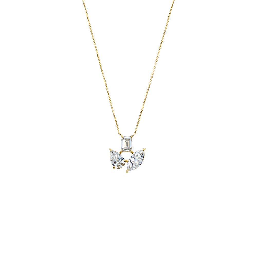 14K Gold Lab Grown Diamond Multi Shape Pendant Necklace 14K - Adina Eden's Jewels