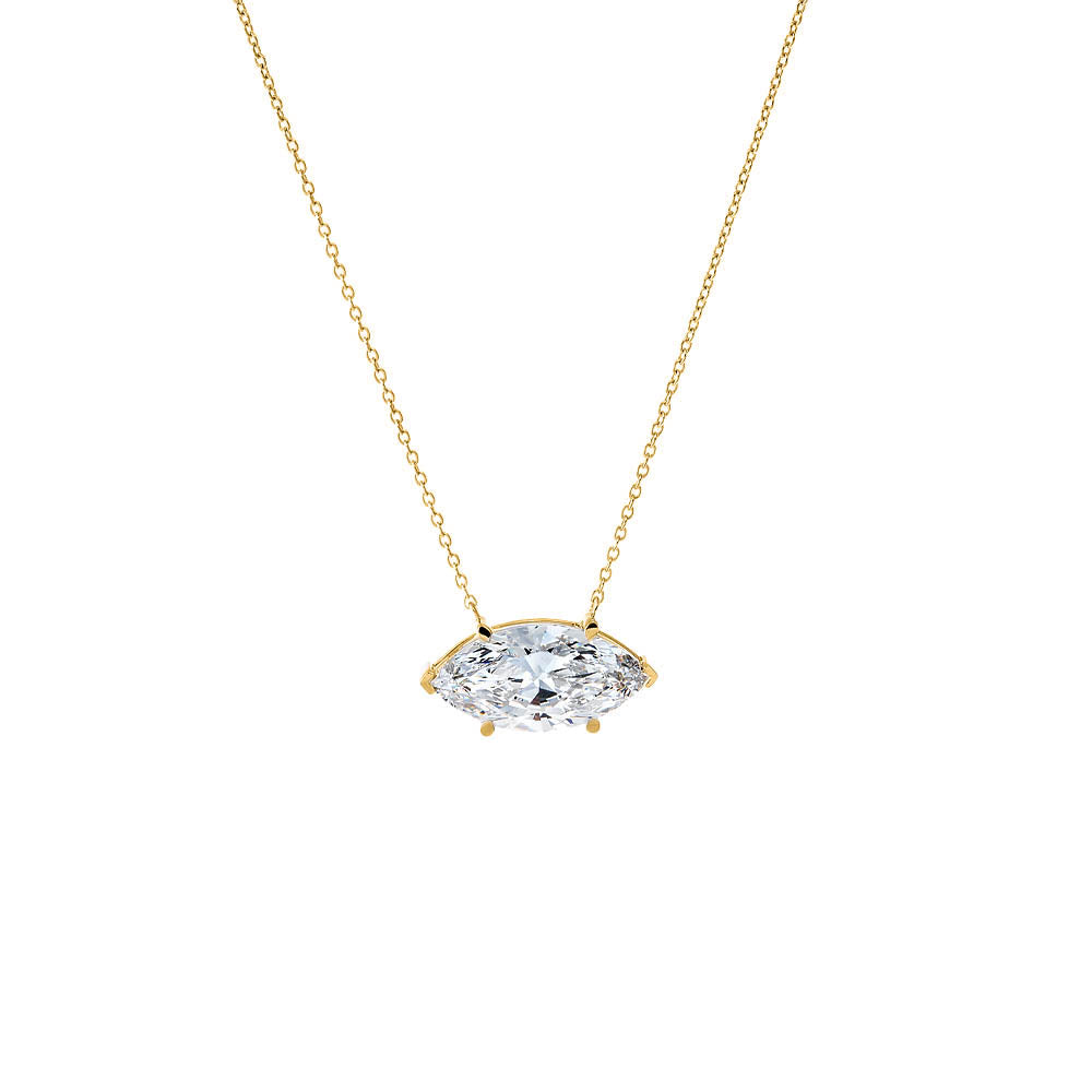 14K Gold / 5CT Lab Grown Diamond Marquise Sideway Pendant Necklace 14K - Adina Eden's Jewels