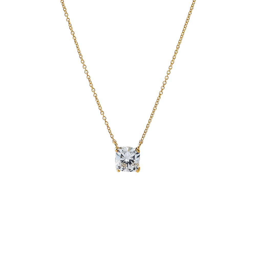 14K Gold / 0.5CT Lab Grown Diamond Cushion Cut Solitaire Necklace 14K - Adina Eden's Jewels