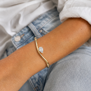 CZ Pear Swirled Open Bangle