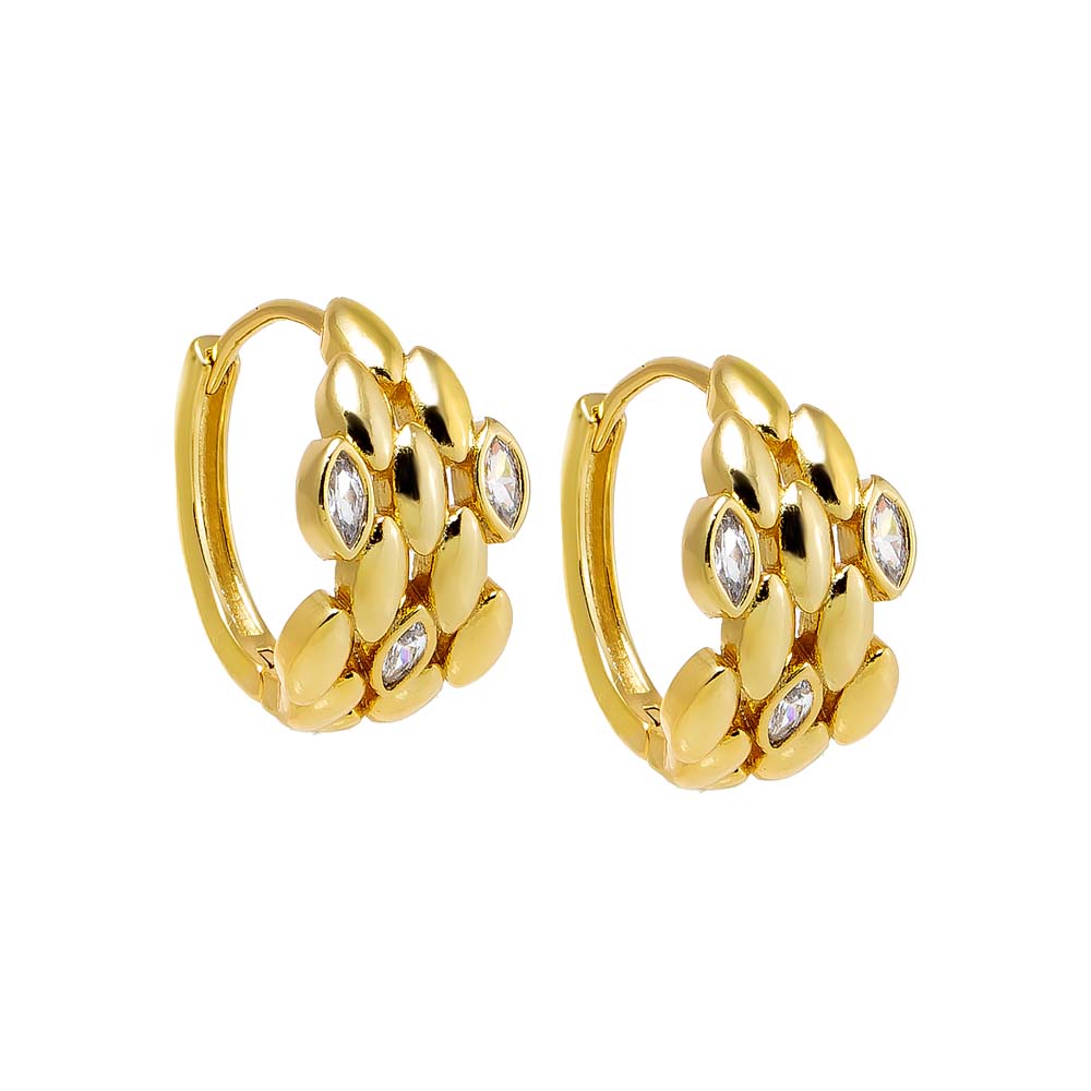 Gold CZ Scattered Watch Link Huggie Earring - Adina Eden's Jewels