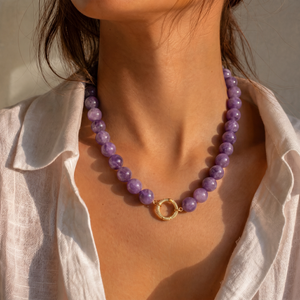 Purple Amathyst Large Bead Clicker Necklace