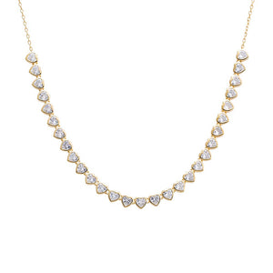 Colored CZ Bezel Hearts Necklace