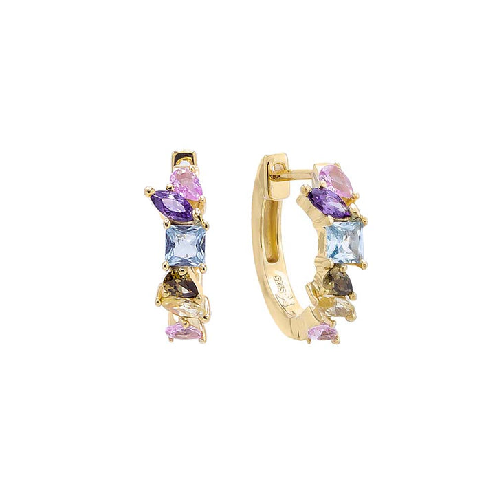  Pastel Multi Shape Huggie Earring - Adina Eden's Jewels