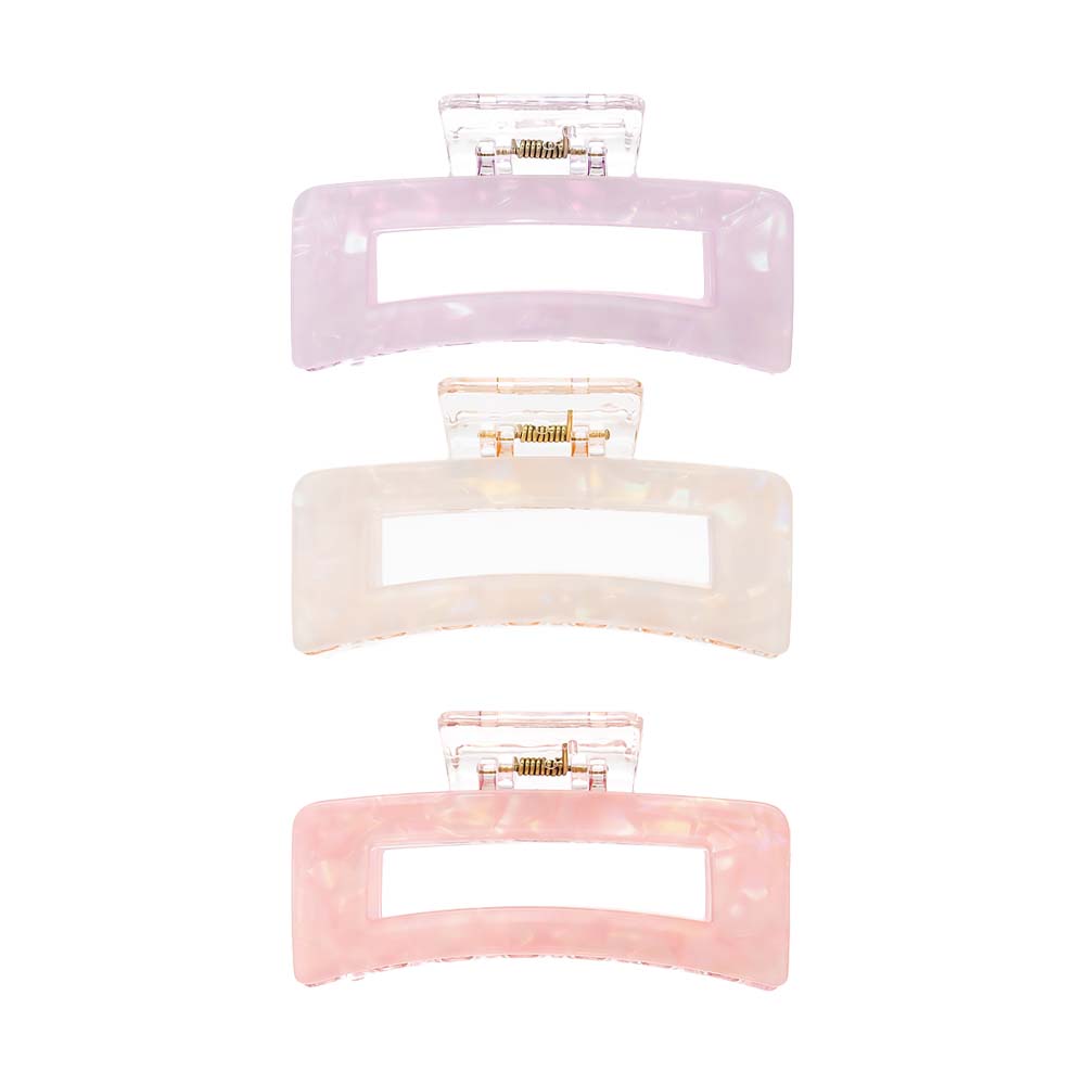 Multi Color Colored Transparent Rectangle Cutout Claw Clip Combo Set - Adina Eden's Jewels