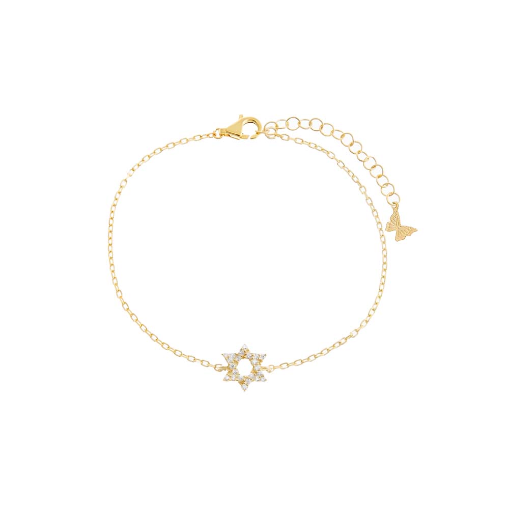 Gold Pave 3D Star Of David Bracelet - Adina Eden's Jewels