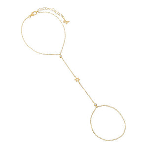Gold CZ Bezel Star Of David Hand Chain - Adina Eden's Jewels
