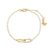 Gold Pavé Double Paperclip Accented Chain Bracelet - Adina Eden's Jewels