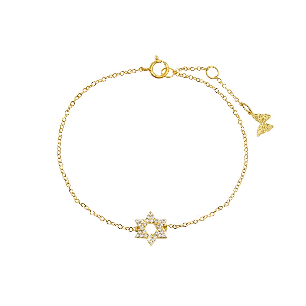 Gold Pavé Star Of David Charm Bracelet - Adina Eden's Jewels