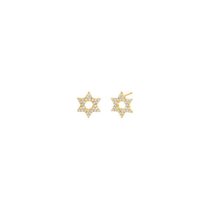 Gold Star Of David Pave Stud Earring - Adina Eden's Jewels