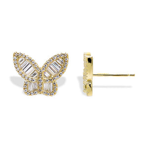 Pavé X Baguette Butterfly Stud Earring