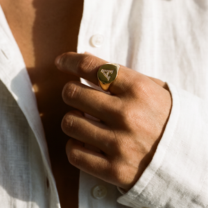 Pave Initial Signet Pinky Ring