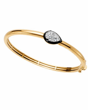 14K Gold / 3CT Lab Grown Diamond Pear Encased Bezel Bangle 14K - Adina Eden's Jewels