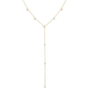 Pearl White Pearl & CZ Station Lariat Necklace - Adina Eden's Jewels