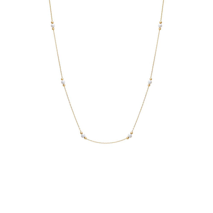 14K Gold Pearl Embedded Chain Necklace 14K - Adina Eden's Jewels