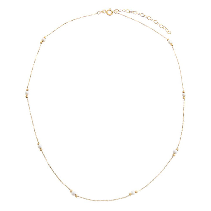 Pearl Embedded Chain Necklace 14K - Adina Eden's Jewels