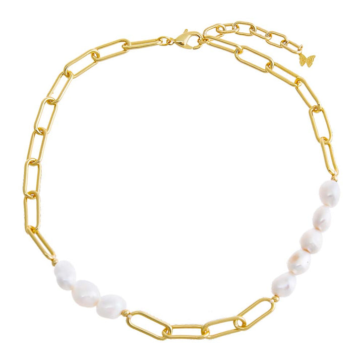  Pearl & Paperclip Necklace - Adina Eden's Jewels