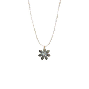 Onyx Onyx MOP Flower Fresh Water Pearl Pendant Necklace - Adina Eden's Jewels