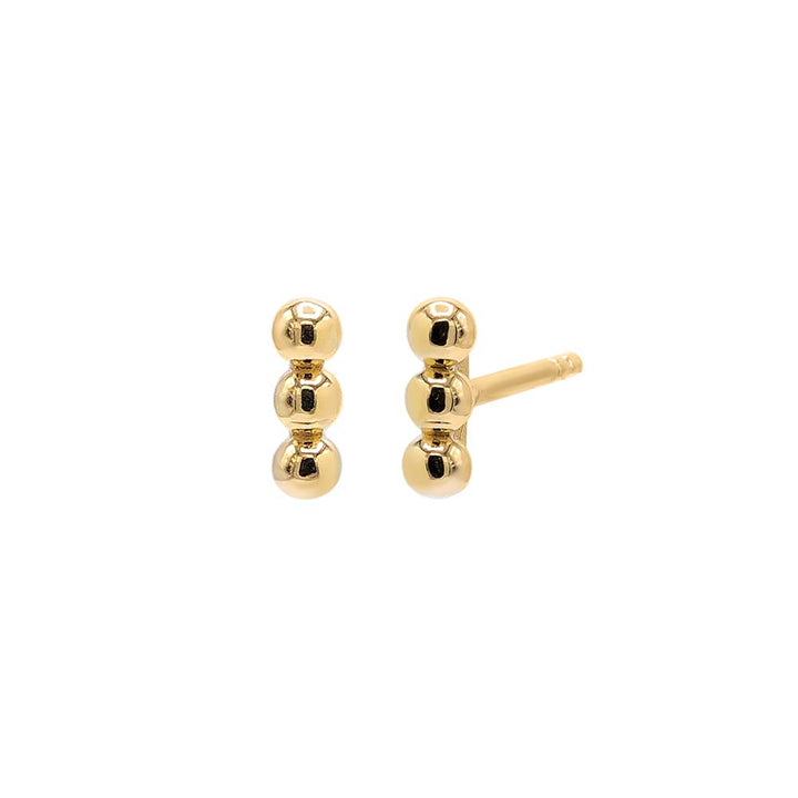 14K Gold / Pair Petite Triple Bead Stud Earring 14K - Adina Eden's Jewels