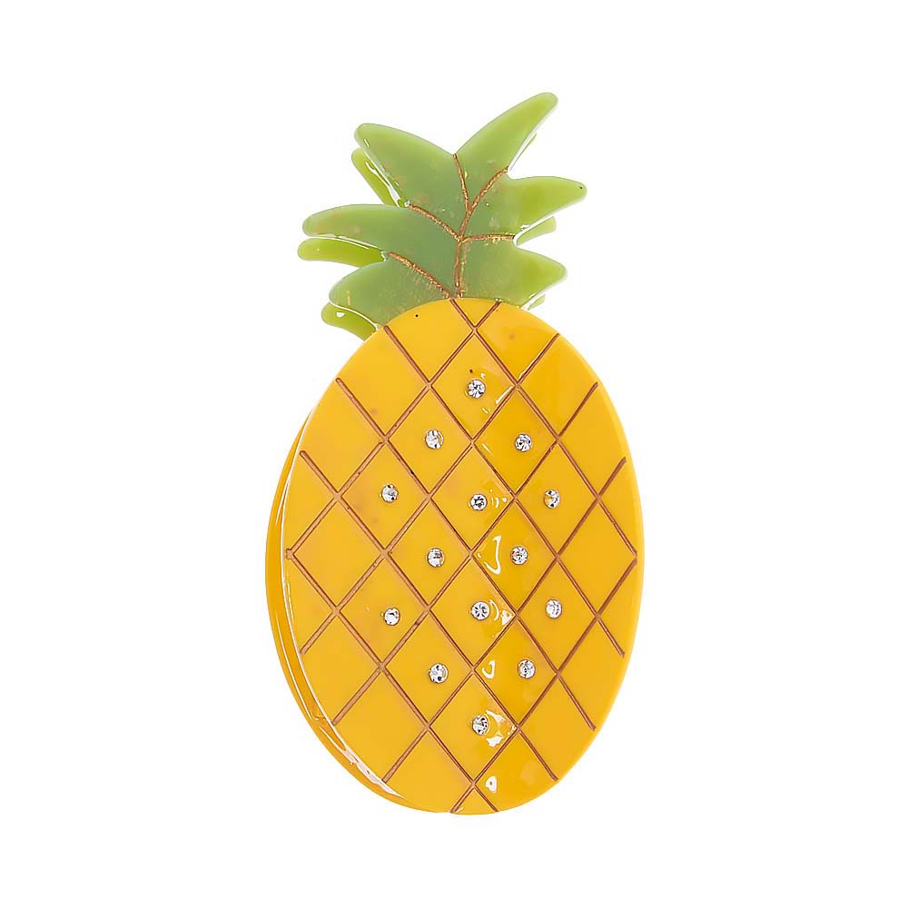 Yellow Rhinestone Accented Pineapple Claw Clip - Adina Eden's Jewels
