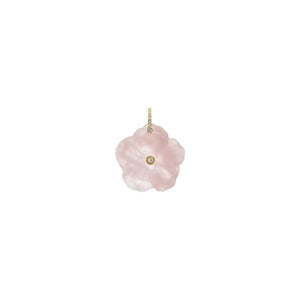 Rose Quartz CZ Bezel Flower Charm