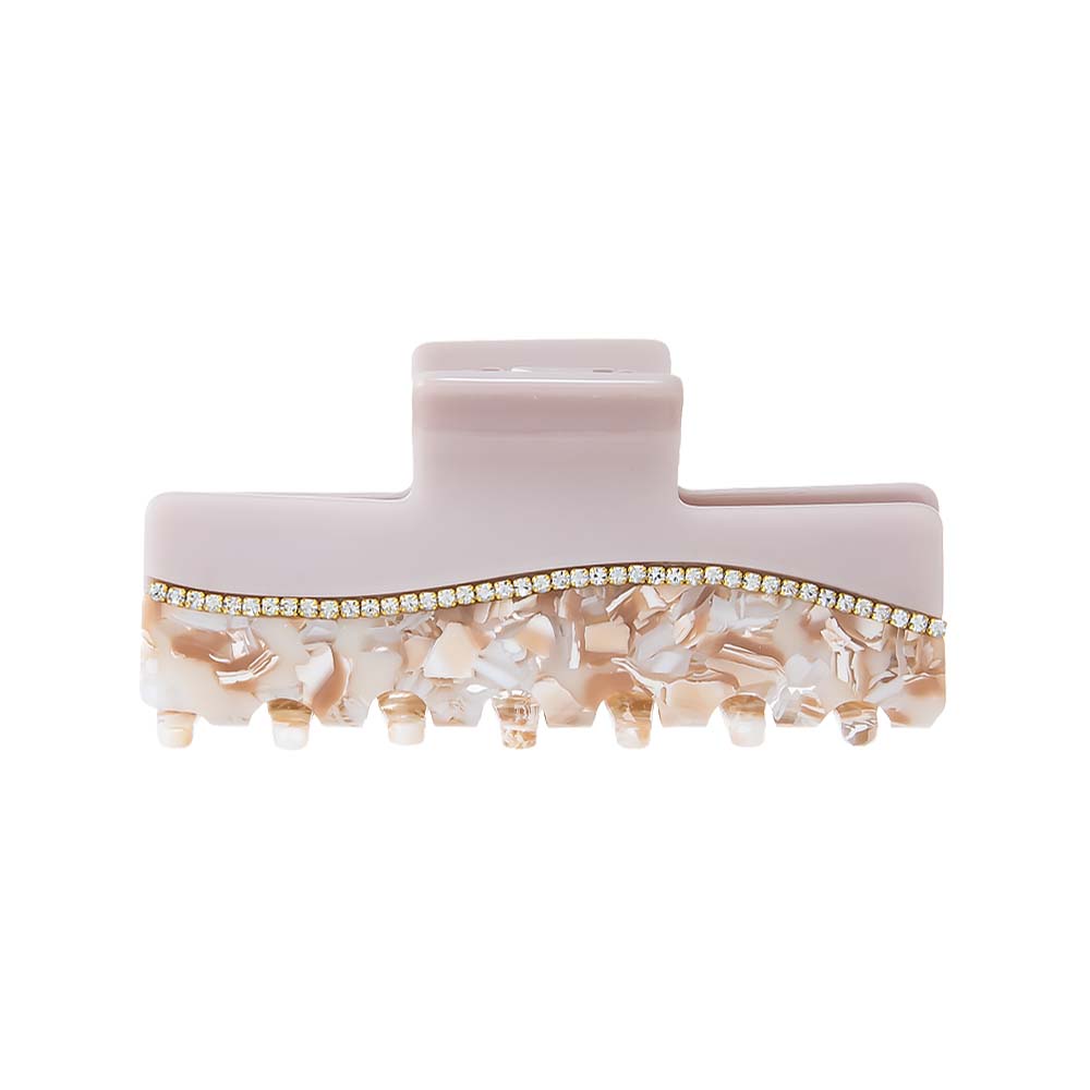 Beige Rhinestone Two Tone Stone Large Claw Clip - Adina Eden's Jewels