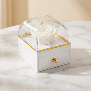 White Preserved White Rose Flower Jewelry Box - Adina Eden's Jewels