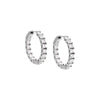 Silver / 25MM Fancy CZ Princess Cut Hoop Earring - Adina Eden's Jewels