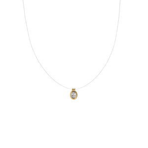 CZ Oval Bezel Illusion Cord Choker Necklace