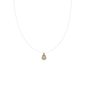 CZ Pear Bezel Illusion Cord Choker Necklace