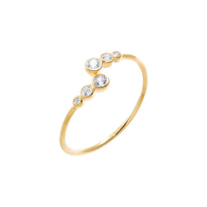 Gold / 5 CZ Bezel Graduated Open Ring - Adina Eden's Jewels