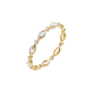 Gold / 5 Colored CZ Marquise/Round Eternity Bang - Adina Eden's Jewels
