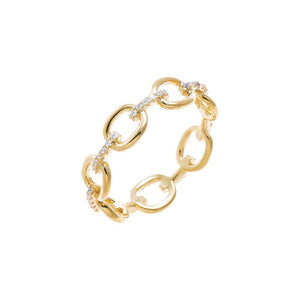 Gold / 5 Pave Alternating Oval Link Ring - Adina Eden's Jewels