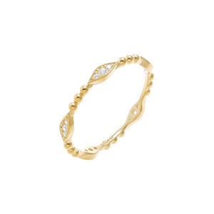 Gold / 5 CZ Marquiese Shape Beaded Stacking Band - Adina Eden's Jewels