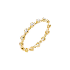 Gold / 5 Colored CZ Round Bezel Enternity Band - Adina Eden's Jewels