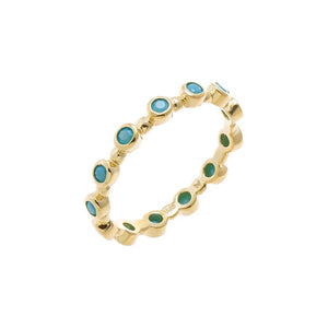 Turquoise / 5 Colored CZ Round Bezel Enternity Band - Adina Eden's Jewels